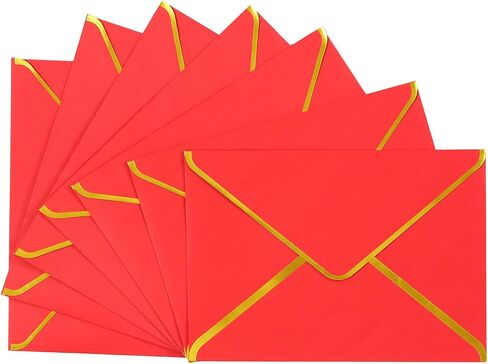 Keketer 50 Pack 5x7 Envelopes with Gold Border Green for Invitations, Self Adhesive A7 Envelopes for Greeting Cards Gift Cards, Invitation Envelopes for Wedding, Graduation, Baby Shower, Party in Saudi Arabia