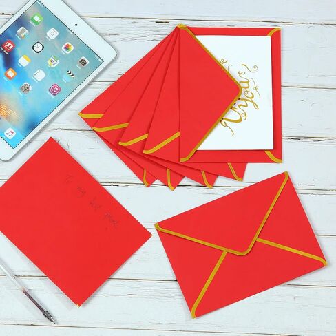 Keketer 50 Pack 5x7 Envelopes with Gold Border Green for Invitations, Self Adhesive A7 Envelopes for Greeting Cards Gift Cards, Invitation Envelopes for Wedding, Graduation, Baby Shower, Party in Saudi Arabia