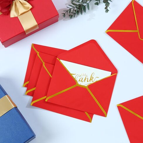 Keketer 50 Pack 5x7 Envelopes with Gold Border Green for Invitations, Self Adhesive A7 Envelopes for Greeting Cards Gift Cards, Invitation Envelopes for Wedding, Graduation, Baby Shower, Party in Saudi Arabia