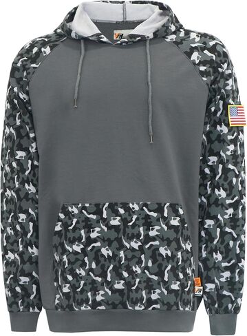 VATRENUS FR Hoodies for Men 7.5oz Cotton Camo Two-Tone Flame Resistant Pre-Washed Fire Retardant Welding Sweatshirt in Kuwait