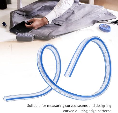 مسطرة منحنية، أداة قياس بمقياس بلاستيكي متري، مسطرة ثعبان فرنسية منحنية ناعمة ودقيقة قابلة للانحناء للرسم والخياطة، تتضمن مسطرة تتبع مرنة (24 بوصة) in Kuwait