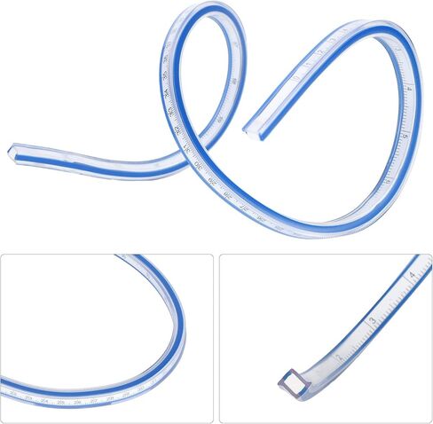 مسطرة منحنية، أداة قياس بمقياس بلاستيكي متري، مسطرة ثعبان فرنسية منحنية ناعمة ودقيقة قابلة للانحناء للرسم والخياطة، تتضمن مسطرة تتبع مرنة (24 بوصة) in Kuwait