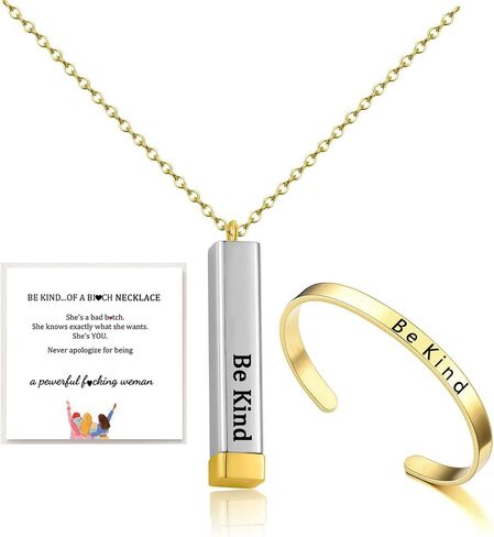 Be Kind Of A B Necklace Bracelet Set for Women Hidden Message Necklace Bracelet Set To Best Friends Sorority Sisters Friendship Gift Jewelry in Kuwait