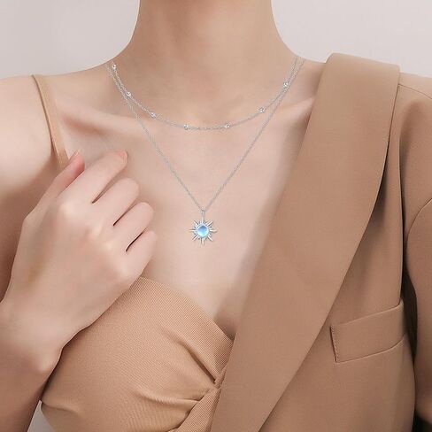 925 Sterling Silver Layered Necklace Double/Triple Multilayer Long Chain Infinity/Star Pendant Necklace Jewelry Gift for Women in Saudi Arabia