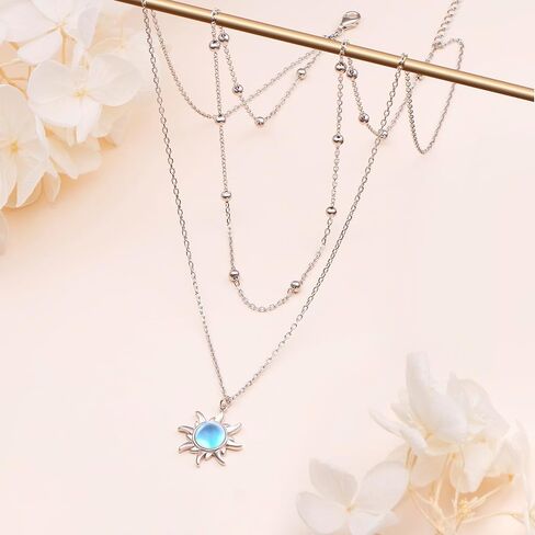 925 Sterling Silver Layered Necklace Double/Triple Multilayer Long Chain Infinity/Star Pendant Necklace Jewelry Gift for Women in Saudi Arabia