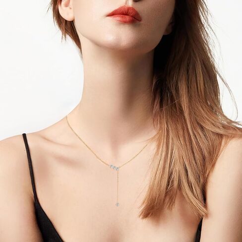 Moissanite Y Lariat Necklace for Women, 925 Sterling Silver 18K White/Yellow Gold Plated Lab Created Diamond Pendant Anniversary Day Valentines Christmas Birthday Gifts for Her, Wife, Mom in Kuwait