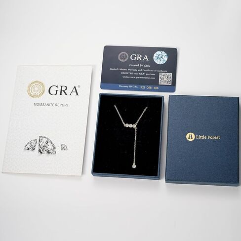 Moissanite Y Lariat Necklace for Women, 925 Sterling Silver 18K White/Yellow Gold Plated Lab Created Diamond Pendant Anniversary Day Valentines Christmas Birthday Gifts for Her, Wife, Mom in Kuwait