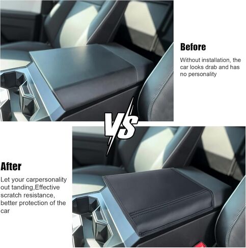 غطاء وحدة التحكم المركزية sportuli متوافق مع 2024 Tesla Cybertruck، غطاء وسادة مسند ذراع من الجلد الناعم المضاد للخدش لملحقات Tesla Cybertruck (جلد) in Kuwait