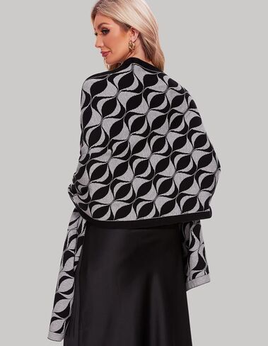 PULI Womens Large Scarf Jacquard Shawl Wraps for Evening Dress Knitted Soft Wedding Bridal Shawls Shoulder Wraps for Dresses in Saudi Arabia