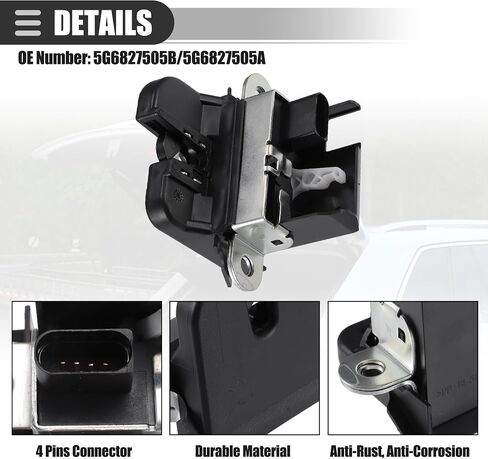 Motoforti Car Liftgate Back Door Lock Assembly Replacement, for Volkswagen Jetta Sportwagen 2009-2014, Metal, with Wrench, No.5G6827505B/5G6827505A, Black in Saudi Arabia