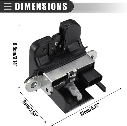 Motoforti Car Liftgate Back Door Lock Assembly Replacement, for Volkswagen Jetta Sportwagen 2009-2014, Metal, with Wrench, No.5G6827505B/5G6827505A, Black in Saudi Arabia