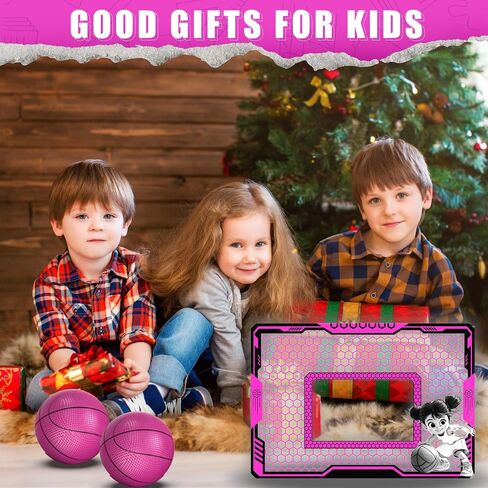 Mini Indoor Basketball Hoop for Girls - Cute Over The Door Mini Basketball Hoop with 2 Balls and Electronic Scoreboard, Pink Basketball Hoop Indoor Basketball Toys Gifts for 5 6 7 8 9 10 11 12+ Kids in Saudi Arabia