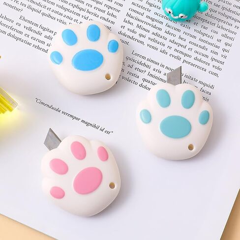 6 Pcs Mini Plastic Box Cutters Sharp Cartons Cardboard Cutter Retractable Letter Openers Small Envelope Slitter Cute Package Opener for Office Home A in Saudi Arabia