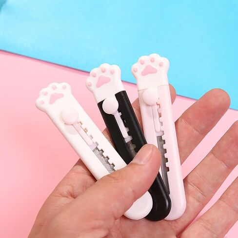 6 Pcs Mini Plastic Box Cutters Sharp Cartons Cardboard Cutter Retractable Letter Openers Small Envelope Slitter Cute Package Opener for Office Home A in Saudi Arabia