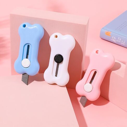 6 Pcs Mini Plastic Box Cutters Sharp Cartons Cardboard Cutter Retractable Letter Openers Small Envelope Slitter Cute Package Opener for Office Home A in Saudi Arabia
