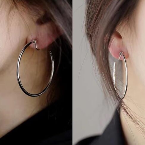 14K Gold Plated Clip on Hoop Earrings for Women, Non-Piercing, Trendy Fashion Jewelry Gifts in Saudi Arabia