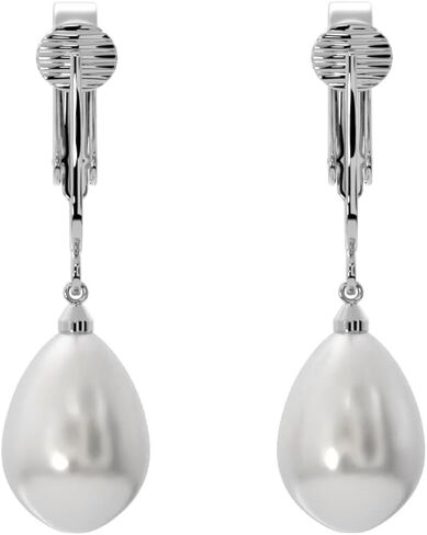 Aloha Earrings Non Pierced Clip On Teardrop Shaped Simulated Freshwater Pearl Dangling Earrings in Saudi Arabia