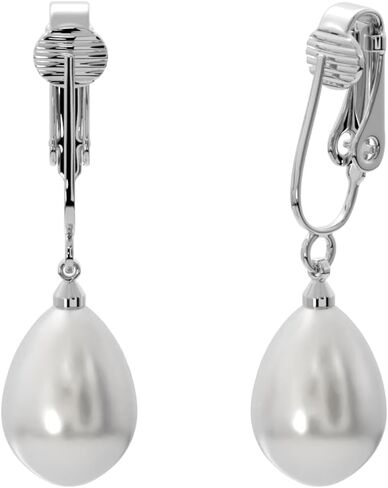 Aloha Earrings Non Pierced Clip On Teardrop Shaped Simulated Freshwater Pearl Dangling Earrings in Saudi Arabia