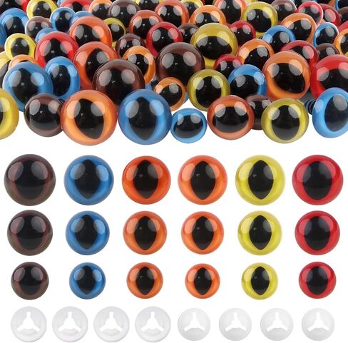 TOAOB 64pcs Safety Eyes for Amigurumis 12mm to 18mm Round Craft Crochet Doll Eyes with Washers Colorful Plastic Cat Eyes for DIY Puppet Bear Stuffed Animals Making in Saudi Arabia