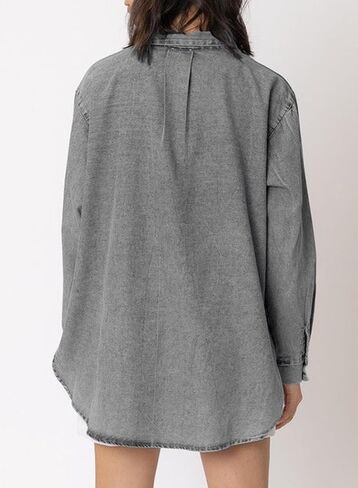 Astylish Womens Denim Shirt Button Down V Neck Long Sleeve Blouse Casual Top in Kuwait