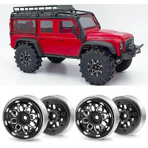RCLIONS 4PCS Aluminum RC Car Beadlock Wheel Rims for TRX4M 1/18th RC Crawler Buggy Car (Black)
