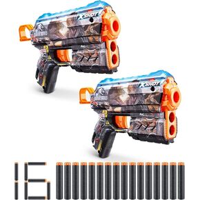 XShot Skins Flux Blaster - Jurassic World Skins (2PK) by ZURU Jurrasic World Skin Design with 16 Darts, Easy Reload, Air Pocket Dart Technology, Toy Foam Blaster for Kids, Teens and Adults