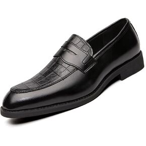 Men's Leather Driving Slip-on Dress Loafers Shoes Luxury Alligator Printed Softsole Business Oxfords Moccasin Classic Wedding Formal Shoes