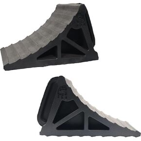 حواجز عجلات ekon OX BLOX بمقبض - حزمة من 2 من العربات الثقيلة والمقطورات وحواجز عجلات RV - مصنوعة من المطاط المعاد تدويره بنسبة 100٪ - بصمة واسعة 6 بوصات - مع أخاديد لمنع الإطارات من الانزلاق