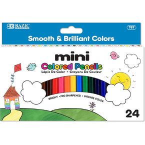 BAZIC Colored Pencils 24 Color, Mini Coloring Pencil Set Soft Core, for Art Drawing Sketching, Gift for Artist Adult (24/Pack), 1-Pack