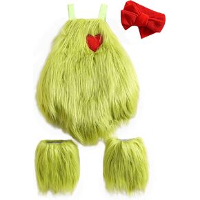 Toddler Baby Girl Christmas Costume Outfit Furry Sleeveless Romper Overalls Headband Leg Warmer Plush Xmas Clothes