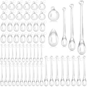 100 Pcs Christmas Tree Ornaments Clear Acrylic Hanging Teardrop Ornaments 5 Styles Christmas Crystal Chandelier Pendant Crystals for Centerpieces Chandelier Wedding Xmas Decor (Clear)