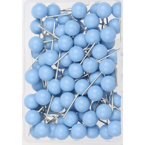 100pcs Map Tacks Push Pins 1/4 Inch Diameter Plastic Round Head and Steel Needle Points,Used for Marking Variety DIY Craft Office and Home on Map,Bulletin Board or Cork Boards（Blue）