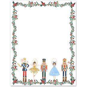 AnyDesign 80Pcs Christmas Stationery Letterhead Paper Nutcracker Border Writing Paper Cartoon Floral Greeting Letter Paper for Xmas Greeting Cards Invitation Office School Printing, 8.5 x 11 Inch