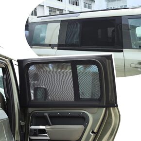 LLKUANG 100% Protection from Bugs Compatible with Land Rover Defender 90 110 2004-2022 Shade Breathable Mesh Car Curtains Door/Window Net Car Window Screens for Camping-2PCS