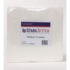 Medium (2.5 oz.) Cutaway 7.5" x 7.5" 250 Pack Embroidery Stabilizer