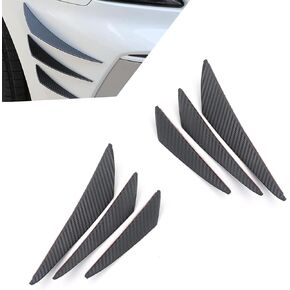 6 PCS Car Front Bumper Spoiler, Waterproof Rubber Vehicle Exterior Lip Splitter Kit, Shockabsorbing Design, Universal Anti-Collision Automotive Strip Decoration Accessory (Carbon Fiber Black)