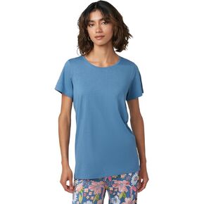HUE Women's Sleep and Lounge Pajama Separates, Late Summer & Fall Collection, Coronet Blue-Scoop Neck Short Sleeve Tee, Small