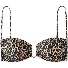 WDIRARA Women's Leopard Print Bikini Top Tie Backless Swim Cami Top Bathing Suit Top