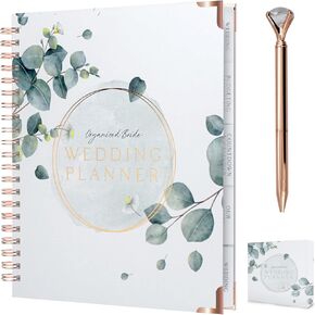 Performore Wedding Planner Book with Gift Box, Checklist, and Organizer For The Bride and Set With Gold and Jewel Pen- Best Gift for Bride-To-Be And Engaged Couples, Complete Bridal Planning Journal
