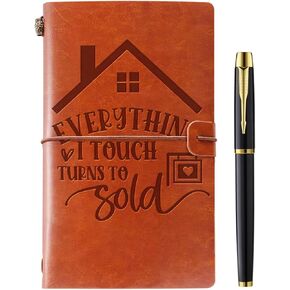 Realtor Gifts for Women, Everything I Touch Turns to Sold Leather Journal Notebook, Closing Gifts for Realtors, Thank You Gift for Realtor Real Estate Agent, Salesman, Boss, Coworkers, Employees