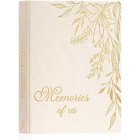 Lanpn Wedding Anniversary Journal Book Memories of Us, Linen Dating to 70th Wedding Scrapbook Notebook Memory Book, Newlywed Marriage Couple Anniversary Journal Bridal Shower Gifts (Beige, 190 Pages)