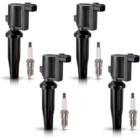 ENA Set of 4 Iridium Spark Plug and 4 Ignition Coil Pack 2010-2021 Compatible with Ford Lincoln Mercury Escape CMax Fusion Transit Connect MKZ Mariner Milan 2.0L 2.5L Replacement for FD505 SP530