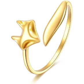 KECHO 14K Solid Gold Animal Open Rings for Women Adjustable Rings Jewelry