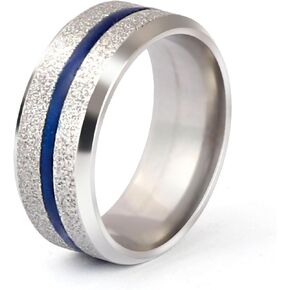 Navy Blue Enamel Band Rings Stainless Steel Sandblasted Band Enamel Jewelry Christmas Gift for Women Men Size 7-10