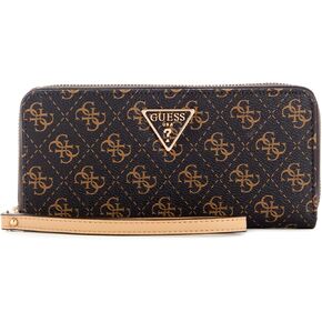 GUESS Laurel Large Zip Around Wallet, Brown Logo
