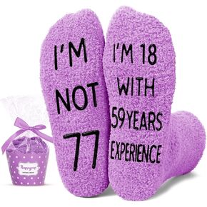 HAPPYPOP 77th Birthday Gift Ideas for Women - Socks for 77 Year Old Lady, Best Gifts for Older Women over 70