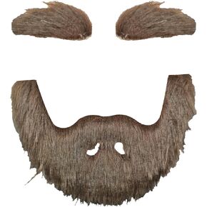 Self Adhesive Fake Mustache Eyebrow Set, Fake Beard Novelty Mustaches for Costume Party, Dark Brown