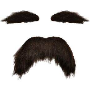 Brown Mustache and Eyebrows Set, Fake Beard Party Favors, Costume Accessories for Adults