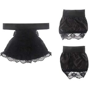 Cosplay Costume Lace Cuffs and Jabot Collar for Baroque Steampunk Fancy Dress Party Black and White (Black)