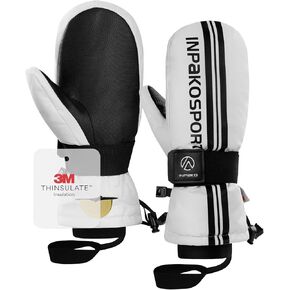 Winter Ski Mittens with Removable Palm Guard, 3M Thinsulate Ski Gloves, Waterproof Windproof Touchscreen Snowboarding Gloves for Men Women, 5-Layer Thermal Warm Cold Weather Snow Gloves